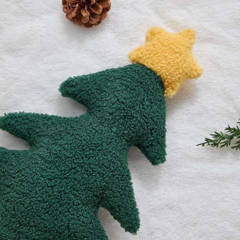 Allorry Christmas Pillows Set of 2 Green Pentagram Christmas Tree Shaped Soft Plush Christmas Decor Pillow for Party Xmas Winter Holiday Home Sofa Cushion Cases WL-006H - Image 2